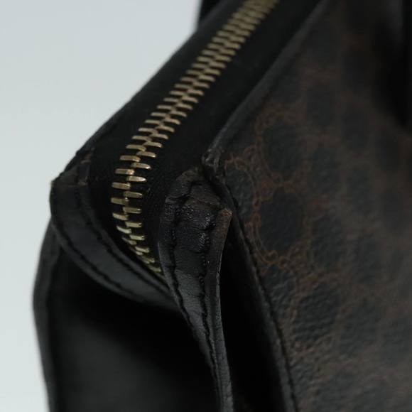 CELINE Macadam Canvas Hand Bag PVC Leather Black Gold Auth 91011 - Picture 5 of 16